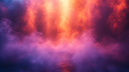 Colorful abstract smoke and light display over