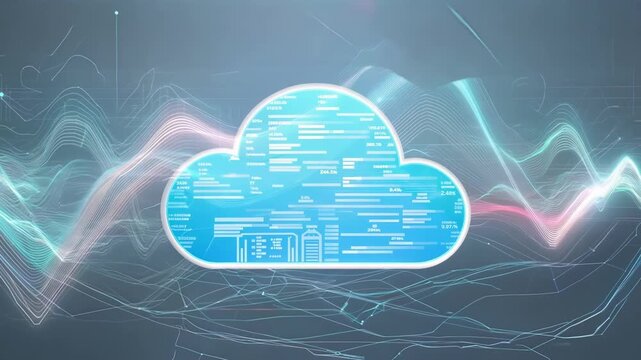 A cloud icon bursting with data streams indicating the immense capacity and speed of data storage and transfer in the cloud.