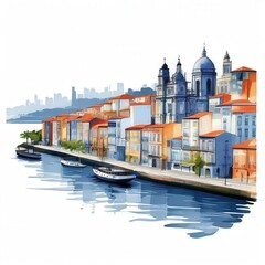 Fototapeta premium the AI Image Generator, river embankment in Old Town during