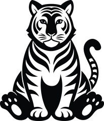Obraz premium Striking black tiger stencil clipart for dramatic designs.