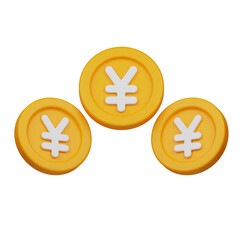 yen coin 3d icon isolated on the transparent background