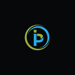 Fototapeta premium IP letter circle bundle logo