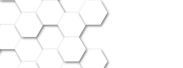 Abstract white hexagon pattern background. Abstract hexagon technology design background. Futuristic honeycomb mosaic white background. Vector Illustration. 
