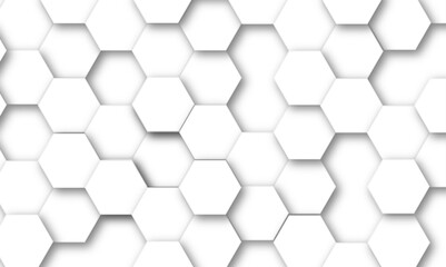 Vector technology background with hexagon concept design. Embossed Hexagon , honeycomb white shadow. Luxury White 3D futuristic honeycomb mosaic white background.