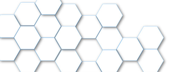 Abstract white hexagonal geometric background with shadow. Luxury White 3D futuristic honeycomb mosaic white background. Abstract white lines background. Vector Illustration.