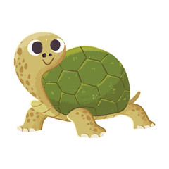 cute turtle cartoon in crayon style editable Colorful vector hand drawn illustration for children. baby designs for cards, poster decorations, t-shirt prints, stickers, icons and others