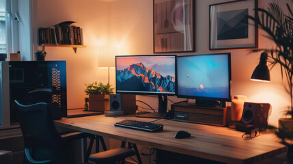 High resolution image of a clean minimalistic home office