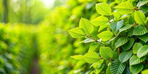 Fresh beech hedge with green leaves in spring closeup, beech, hedge, green, leaves, spring, Fagus sylvatica, nature, closeup