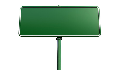 A blank green road sign on a white backgroun