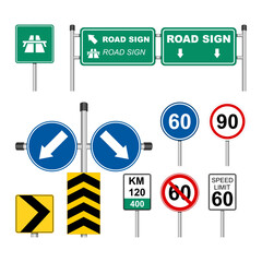 Set of road sign icons Traffic signs on white background