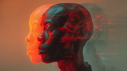 Obraz premium Surrealistic Photorealistic Double Exposure Portrait with Vibrant Colors