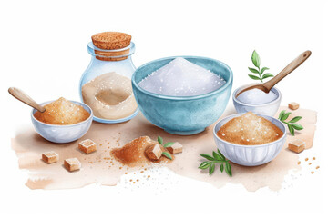 Brown sugar flat design front view dessert recipe theme water color Complementary Color Scheme.