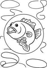 Obraz premium Cartoon Illustrator line Artwork of bass fish