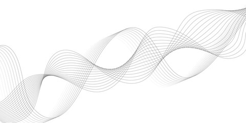 White wave curve lines banner background design. Abstract soft wave lines dynamic flowing gray light isolated background. Vector Illustration of the gray pattern of lines. Black stripes on white .