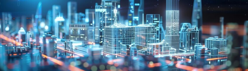 Digital twin of a city used for urban planning, world wide technology, virtual simulation