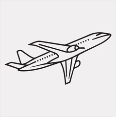 one-line art airplane silhouette vector on a white background