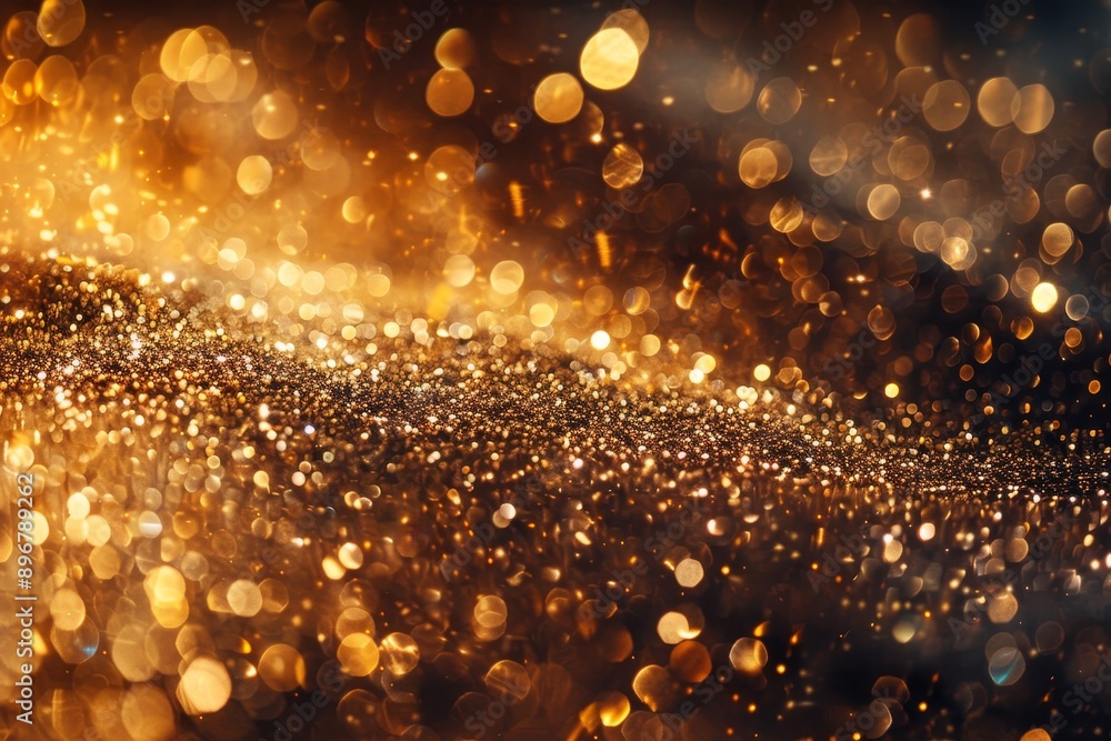 Poster elegant golden sparkles create a mesmerizing effect on a deep black backdrop, elegant gold gradient 