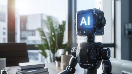 A Modern AI Robot in a Modern Office Setting