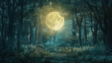 Enchanted Forest Under Moonlight