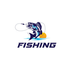 Bass Fishing Logo. Unique largemouth Bass Jumping out of the water. Great to use as your Bass fishing activity.