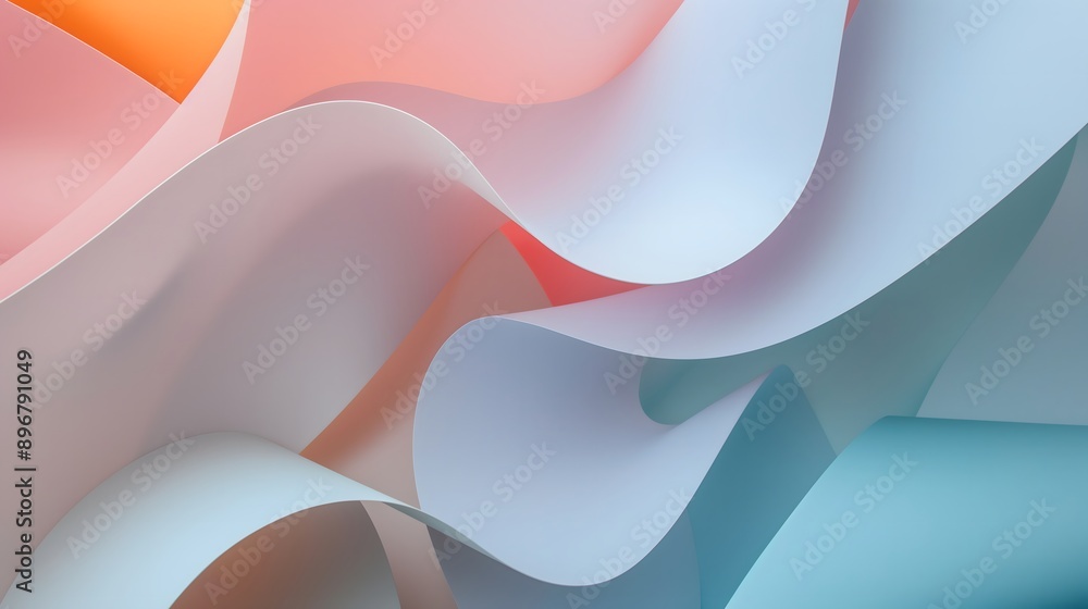 Poster 62. interlocking geometric figures with a soft color palette and subtle depth