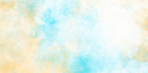 Abstract blue watercolor paint background design with colorful sky blue borders and bright texture background.