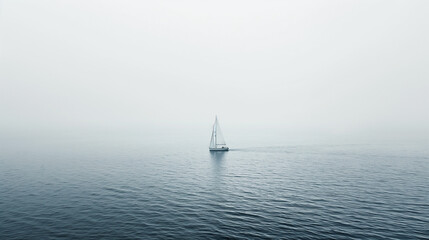 Fototapeta premium One sea photo, all in a white color scheme, misty white color palette