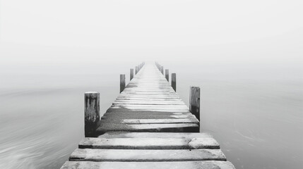 Fototapeta premium One sea photo, white monochrome photo, all in a white color scheme, misty white color palette