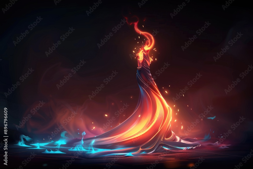 Poster Abstract Flame Sculpture with Blue and Orange Fire