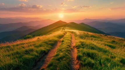 Fototapeta premium Sunset Trail in the Mountains