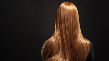 Naklejka premium Woman with long, straight, and healthy blonde hair from behind. Emphasis on hair care and straightening results