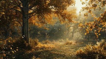 Obraz premium Autumn's Golden Shower