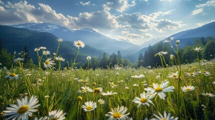 Mountain Meadow with Daisies