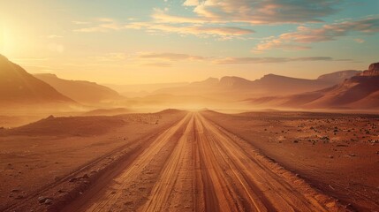 Desert Road at Sunset