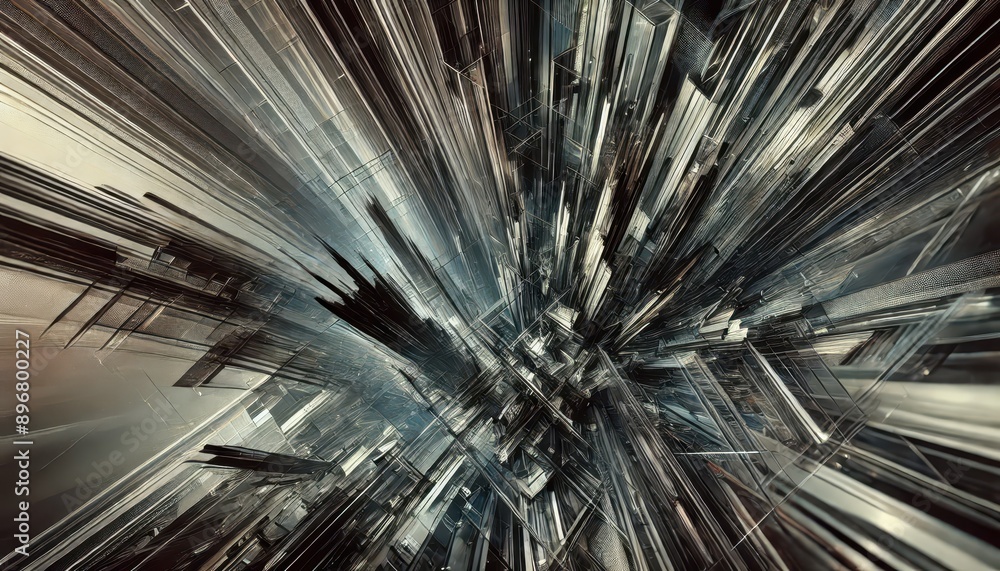 Poster abstract geometric pattern of intersecting lines and shapes, futuristic design, digital art.