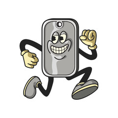 Vintage Atom Dog Tag Cartoon Character 90's Premium Vector