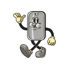 Vintage Atom Dog Tag Cartoon Character 90's Premium Vector