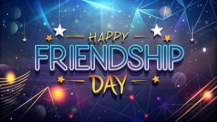 A dynamic, digital 'Friendship Day' greeting with neon lights and geometric patterns, giving it a festive and modern look