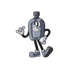 Vintage Flask Cartoon Character 90's Premium Vector