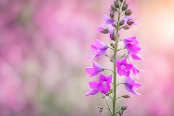 Obraz premium Larkspur flower bokeh background, AI Generated