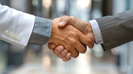 A professional handshake symbolizing agreement and collaboration in a business setting, showcasing trust and partnership.