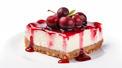 Cheesecake isolated on white background.