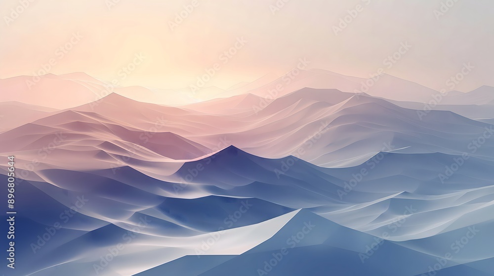 Poster 55. abstract geometric landscape with layered polygons and subtle shadows