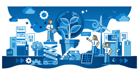 Fototapeta premium Corporate social responsibility as sustainable business dark outline concept, transparent background. Business with nature friendly and environmental principles.