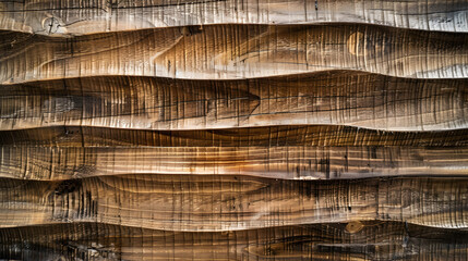 Detail of a wooden wall with a linear relief and texture
