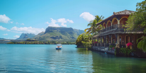 A photograph showing the main tourist attractions of Mauritius 
