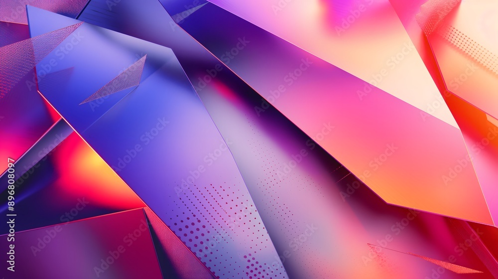 Poster 54. angular geometric shapes with a gradient background and metallic highlights
