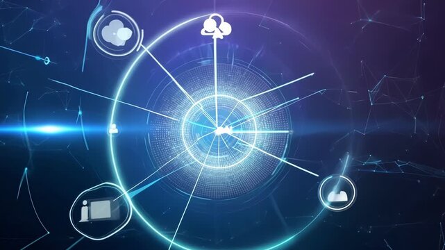 A mesmerizing animation of an infinite zoom out capturing the interconnectedness of social networks and online platforms in a virtual background.