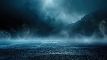 Mysterious Mountain Landscape with Fog