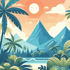 illustration of a tropical landscape